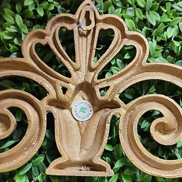 Vintage Solid Brass Wall Pediment - Picture 6 of 9